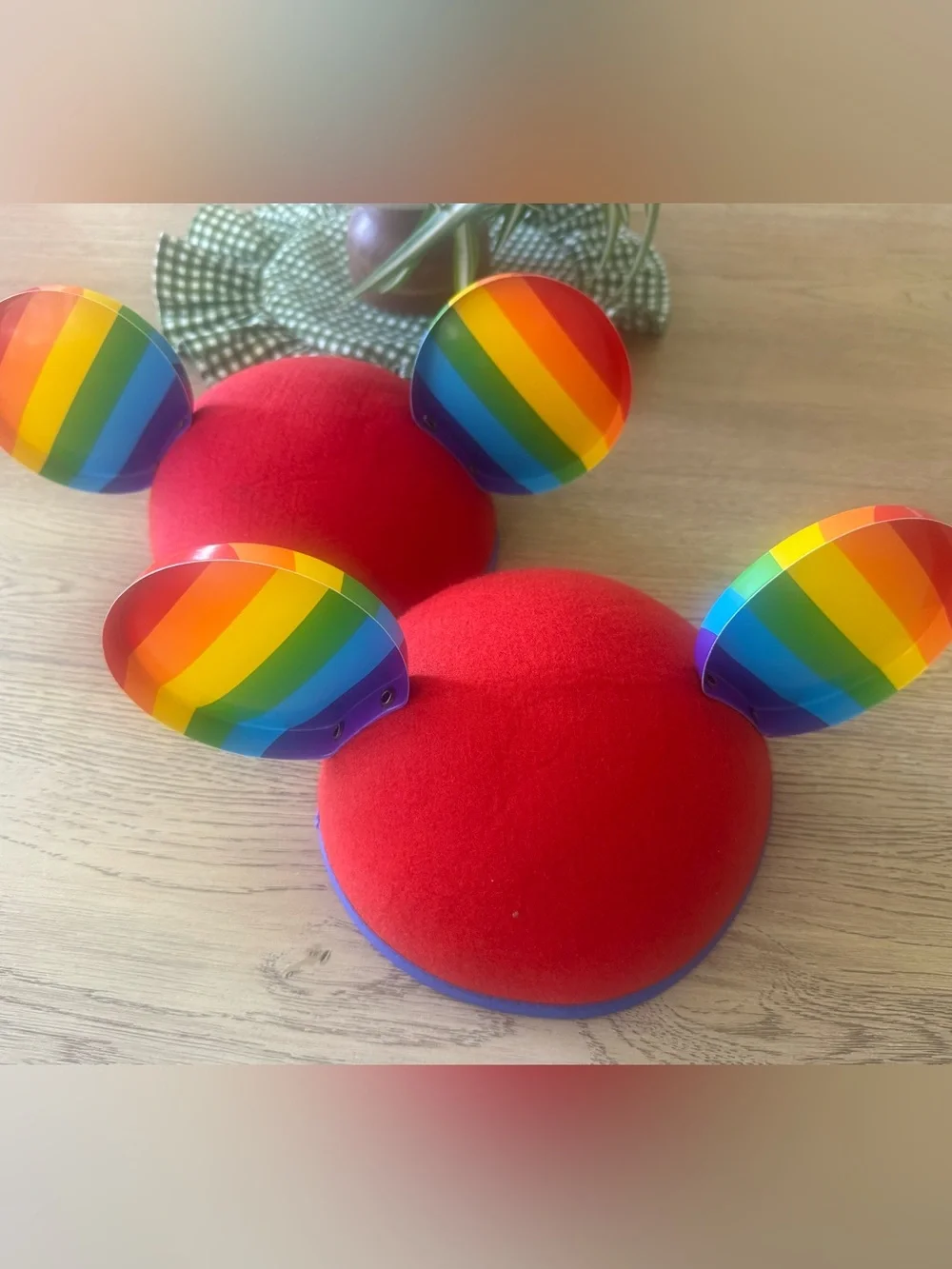 NWOT Disney Red Rainbow Ears Mickey Mouse Hats (2)